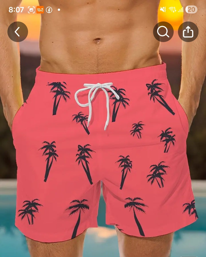 Digital Print Mens Coconut Tree Beach Shorts